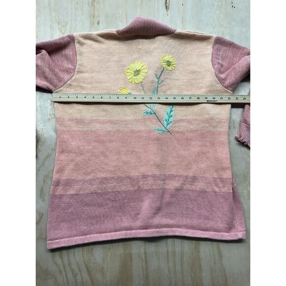Storybook Knits Ombré Cardigan Sweater Spring Easter Yellow Flowers Plus Sz 1X - Picture 5 of 5